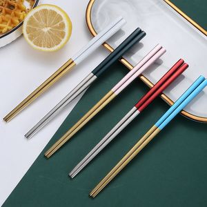 Stainless Steel Chopsticks Noodles Hanamaki Metal itchen Utensils Reusable Chopsticks Non-Slip Dropshipping