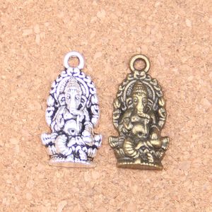 55 adet Antik Gümüş Bronz Kaplama Ganesha Fil Buda Charms Kolye DIY Kolye Bilezik Bileklik Bulguları 26 * 14mm