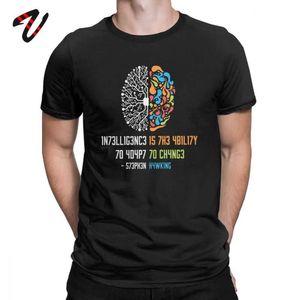 100 % Baumwolle T-Shirt Intelligenz Männer T ist die Fähigkeit, sich anzupassen Vintage Wissenschaft Slogan T-210629