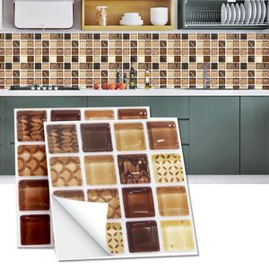 Mutfak dolap duvar kağıdı su geçirmez wallpape18pcs 1 takım simülasyon mozaik fayans duvar sticker transferler düz 2D baskılı kapaklar