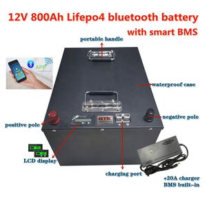 LifePO4 12.8V 800AH литиевая батарея BMS с приложением дистанционного управления для Caravan RV Inverter Solar Backup Power Boat + 20A зарядное устройство