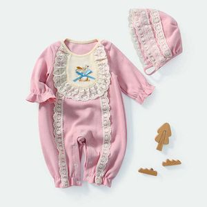 Bebek Tavşan Romper Bebek Kız Paskalya Babygrows Toddler Butik Giyim Çocuk Doğum Günü Rompers Doğan Nakış Giysileri 210615