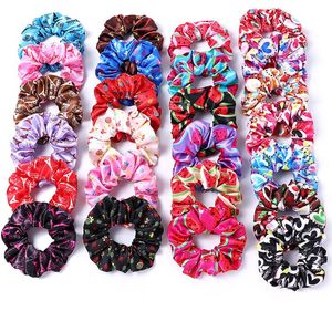 Saç Aksesuarları Retro Çiçek Scrunchies Bandı Saten Büyük Bağlantı Daire Elastik Kauçuk Kızlar Scrunchy At Kuyruğu Tutucu 25 Renkler BT5232