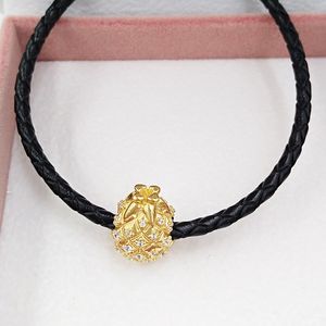 925 Ayar Gümüş Takı Yapımı Pandora Altın Ananas DIY Charm Altın Bilezikler Yıldönümü Hediyeler Kadınlar Kızlar için Zincir Boncuk Noel Kolye Erkekler 767904CCZ