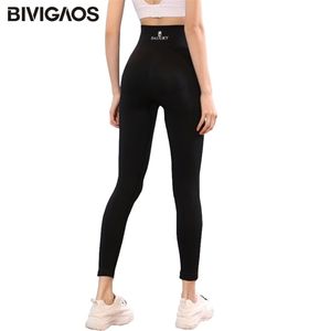 Bivigaos Vücut Şekillendirici Çiçek Yağ Yakma Uyku Pantolon Yüksek Elastik Spor Spor Tayt Kadınlar Siyah Şekillendirme Push Up 210925
