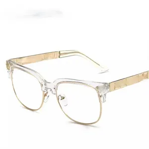 Moda Tasarımcısı Güneş Gözlüğü Kadın Erkek Optik Reçete Gözlük Çerçeveleri Eski Düz Cam Gözlük