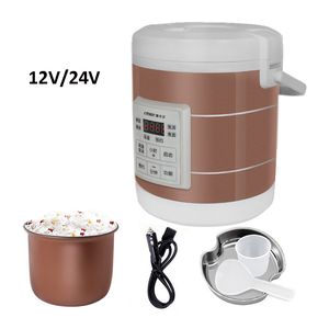 Portable 1.6L Mini Electric Rice Cooker for Cars and Trucks - 12V/24V Compatible, Ideal for Cooking Soup & Porridge
