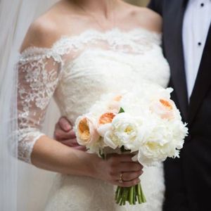 IVORY 2 штуки кружевное свадебное платье с рукавами вне плеча A-Line Vestidos de Novia с судом поезда свадебные платья онлайн