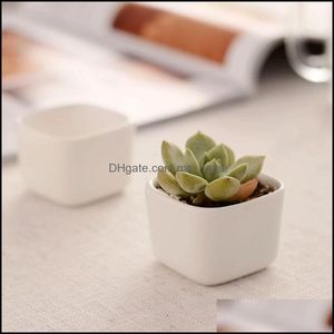 Plantadores Pátio, Gramado Casa Jardim Branco Minimalista Criativo Zakka Mini Suítes Cerâmicas Desktop Bonsai Plantador Flor Pots Garden Supplies Dro