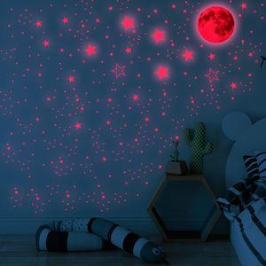 Duvar Çıkartmaları 1049 adet Aydınlık Sticker Ay Yıldız Polka Dot Floresan Kendinden Yapışkanlı Karikatür Çocuk Yatak Odası Tavan