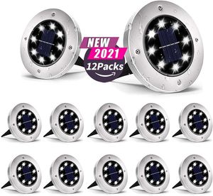 Güneş Lambaları 12 Pack Powered Zemin Işık Su Geçirmez Bahçe Yolu Güverte Işıkları ile 8/12/16/20 LEDS Lamba Yard Driveway Çimen