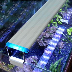 Aquarium LED Light Light Super Slim Fish Tank Aquatic Plant Выращите Освещение Водонепроницаемый Яркий Зажимной Ламп Синий Светодиод 18-58см Для Рыбного бака