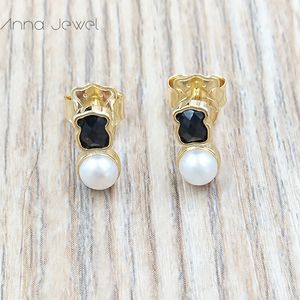 Bear jewelry 925 sterling silver boho anime Pearl Gold earrings for women dangle Charms studs sets wedding party birthday gift Ear-ring Luxury Accessories 918593600