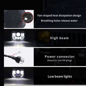 Новый 1 шт. 7x6 5x7inch Автомобиль светодиодные квадратные фары Сборка лампочки H4 сигнал света Lo / Hi Beam с DRL-световой лампой для Jeep Wrangler Cherokee