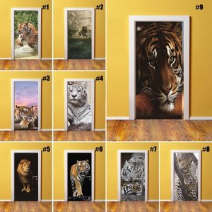 Самоплавкий DIY Art Наклейка наклейки наклейки животных тигр 3D домашняя дверь украшения ремонт ПВХ обои для гостиной печати изображения 210317
