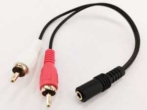 Altın Kaplama Ses Kablosu 3.5mm Stereo Kadın Jack Çift RCA Erkek Adaptörü Kordon 25 cm / 5 adet