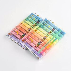 Highlighters 40 Pcs/Lot Bling Lipstick Highlighter Pen Color Crayon Marker Pens Stationery Office School Supplies Canetas Escolar FB607