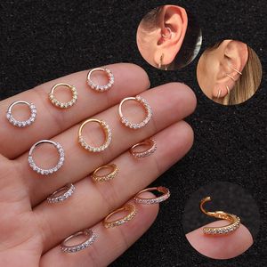 Nose Ring Piercing Frontal Earrings Zircon Cartilage Side Septum Copper Hoop Fashion Body Jewelry Gold Women
