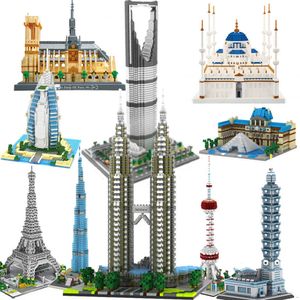 Архитектура мини -блокирует модель здания Burj Khalifa London Eiffel Tower Big Ben Notre Dame Micro Bricks Expert Sets Pyramid H0824
