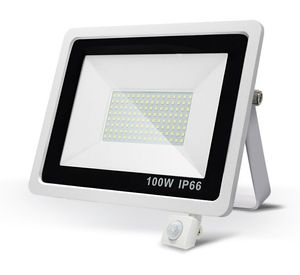 Светодиодный прожектор PIR датчик движения 220V 10W 20W 30W 50W 100W холодный теплый белый отражатель водонепроницаемый IP66 наружное индукционное освещение