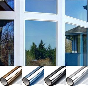 Pencere çıkartmaları 2/3/5 metre Tek yönlü ayna filmi UV engelleme cam ısı kontrol yapıştırıcısı ev yansıtıcı renk tonu