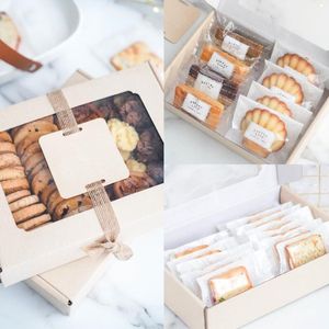 Kraft Paper Candy Box Perse Gift PVC Clear Window Cookies угощения коробки рождественский год