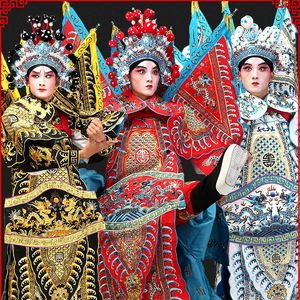 Pekin Opera Drama Erkekler Etnik Giyim Mücadele İnsan Çin Operas Dövüş Yaşam Giysileri Askeri General Kostümler Kungfu Aktör Sahne Kıyafet