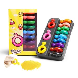 12 цветных кольцевых карандашей для малышей Детские дети стиральные безопасные ладони воск Crayon живопись рисунок инструмент игрушки школьные художественные поставки