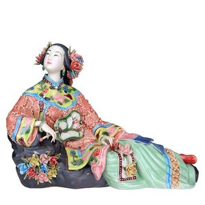 Dekoratif Objeler Figürler Klasik Bayanlar Bahar El Sanatları Boyalı Sanat Figürü Heykeli Seramik Antika Çin Porselen Heykelcik Ev Dekor
