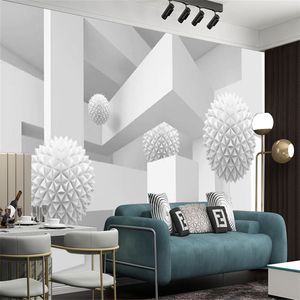 Пользовательские 3D обои White Floating Ball геометрические трехмерные космические гостиной спальня дома декор живописи росписи обои