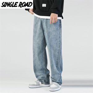 Single Road Mens Jeans Moda Denim Calças Baggy Hip Hop Japonês Streetwear Estilo Calças Calças Azul Para 211108