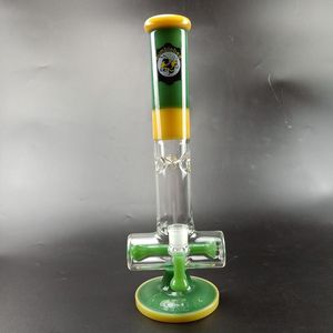 Güzel Yeşim Yeşil Cam Bong 10.5 inç Nargile Uzun Boylu Başlık Kalın Su Borusu Inline Perc Dab Petrol Rig Bongs Ağır Büyük Balmumu Pembe Bager Borular