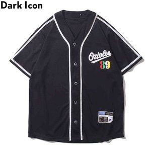 Números coloridos t-shirt de beisebol homens bloco de cor streetwear homens tshirts preto tshirt preto 210603