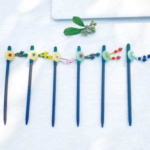2021 Handmade Vintage Wood Chinese Hair Stick Pins Headpiece For Women Flower Hairpins Hair Ornaments Jewelry Accessories