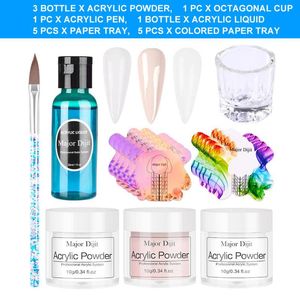 Nail Art Kits 16 шт. Маникюрные принадлежности с ручками Советы с ручками Советы по резьбу Профессиональный Домашний Акриловый порошок набор салона Clear Builder DIY Crystal