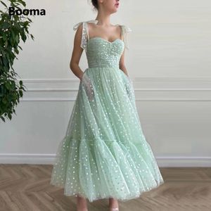 Booma Mint Green Hearty Prom Transples 2022 Завязанные ремни-лук Милая MIDI PROM Классники Карманы Вечерние платья Вечерние платья