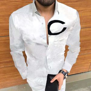 4 estilos de camisas masculinas estampadas com letras do Havaí Camisa de grife slim fit moda masculina manga longa roupas masculinas casuais