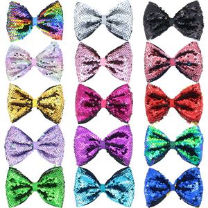 5 inç DIY Mini Sequins Litlle Kızlar Saç Yaylar Klipler Parlak Sevimli Glitter Parti Barrettes Şapkalar için Tokalar DH0470