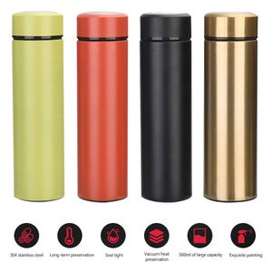 500 ml Vacuum Thermos Stainless Steel Insulated Water Bottle Leak-Proof Sealing Ring Outdoor Riding Water Bottel Safe Vacuum Cup Y0915