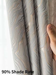 Curtain & Drapes 80%-90% Shading Jacquard Curtains Luxury Modern Blackout For Living Room Striped Pattern Window Bedroom