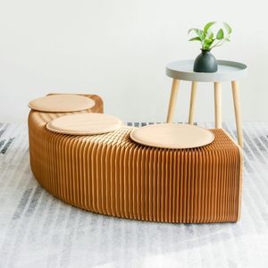 Декоративные предметы фигурки современный дизайн аккордеон складной бумажный стул диван -стул дома Kraft скамейка