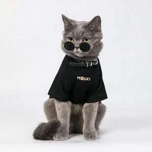 Черная одежда домашняя кошка собака одежда маленький медведь печать щенок футболка тедди бишон домашних животных одежда
