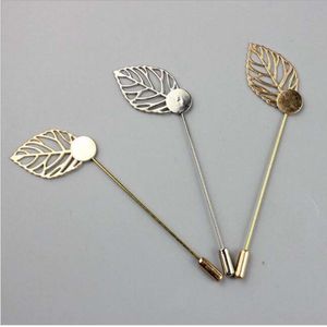 Ucuz 50 adet / grup Altın Yaprak Kaplama Bakır Şapka Broşlar Pins Stick Broş Yaka Pin Baz Kadın Erkek DIY Bulgular Takı