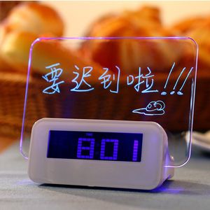 LED Dijital Elektronik Mini Masa Saatleri Takvim Sıcaklık Plastik Glow Mesaj Kurulu Çalar Saat Ev Yatak Odası Malzemeleri BH5243 WLY