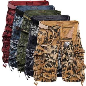 Verão Grande Tamanho 29-40 Loose Mens Militar Carga Shorts Exército Camuflagem 210713