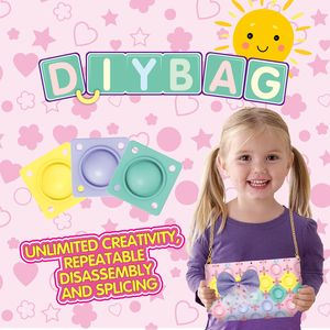 DIY desen fidget oyuncaklar basit messenger çanta monte sıfır cüzdan itme kabarcık yumuşak kauçuk çocuklar için çanta duyusal oyuncak