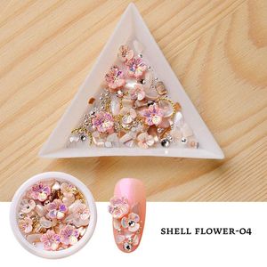 1Box ​​Nails Shell Flor Nail Art Decoração Pearl Diamond Accesorios Suprimentos para Profissionais DIY Acessórios Decorações