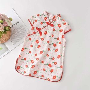 Kızlar Elbise Cheongsam Çin Tarzı Çiçek Kız Elbise Düğün Toddler Kız Güzel Karikatür Giysileri Prenses Elbise 2-8Y Q0716
