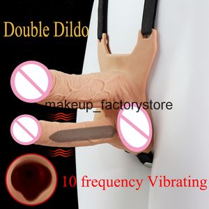 Массаж двойной проникновение вибратор вибратор секс игрушки для пар Stapon Dildo Vibrator анальный штекер на пенисе секс игрушки для женщин человек гей