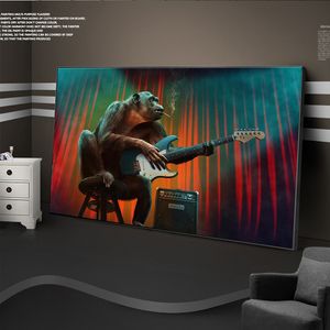 Музыка обезьяна играет на гитаре холст арт-плакаты и печатает животных художественные картины на стену искусство современные фотографии для гостиной